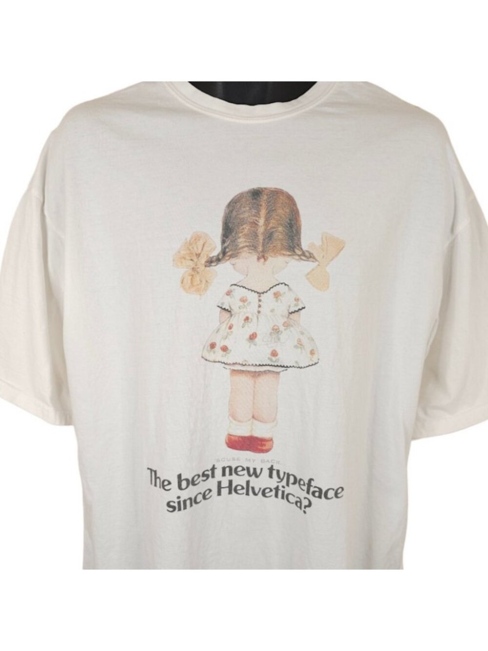 Mabel Lucie Attwell T Shirt Mens Size XL White Scuse My Back Helvetica Art Tee